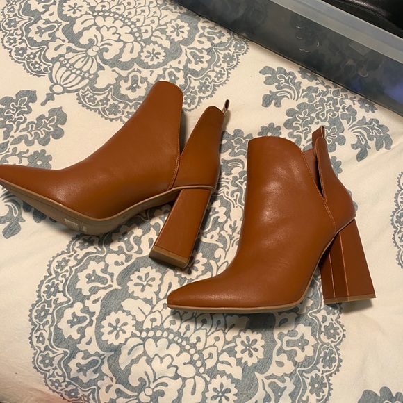 Camel Block Heel Booties - Picture 4 of 8